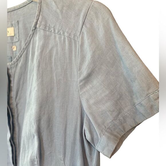 Malvin Sz M* Light Blue Linen Casual Summer Button Front Shirt Dress - Picture 3 of 6
